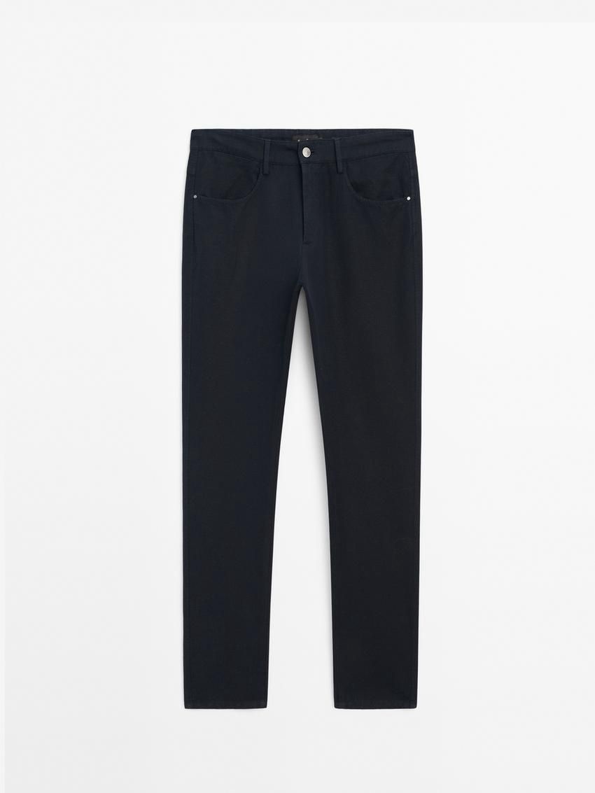 Massimo Dutti Tapered-fit Denim Men Trousers Navy | US-XF7469285