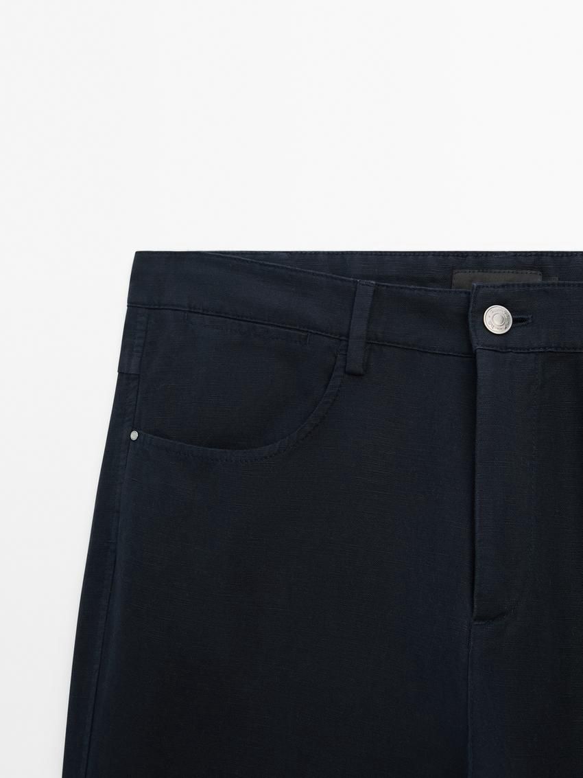 Massimo Dutti Tapered-fit Denim Men Trousers Navy | US-XF7469285