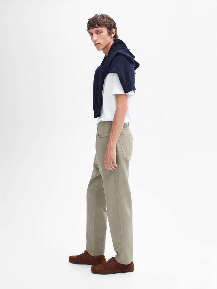 Massimo Dutti Tapered-fit Denim Men Trousers Light Khaki | US-YX4153672