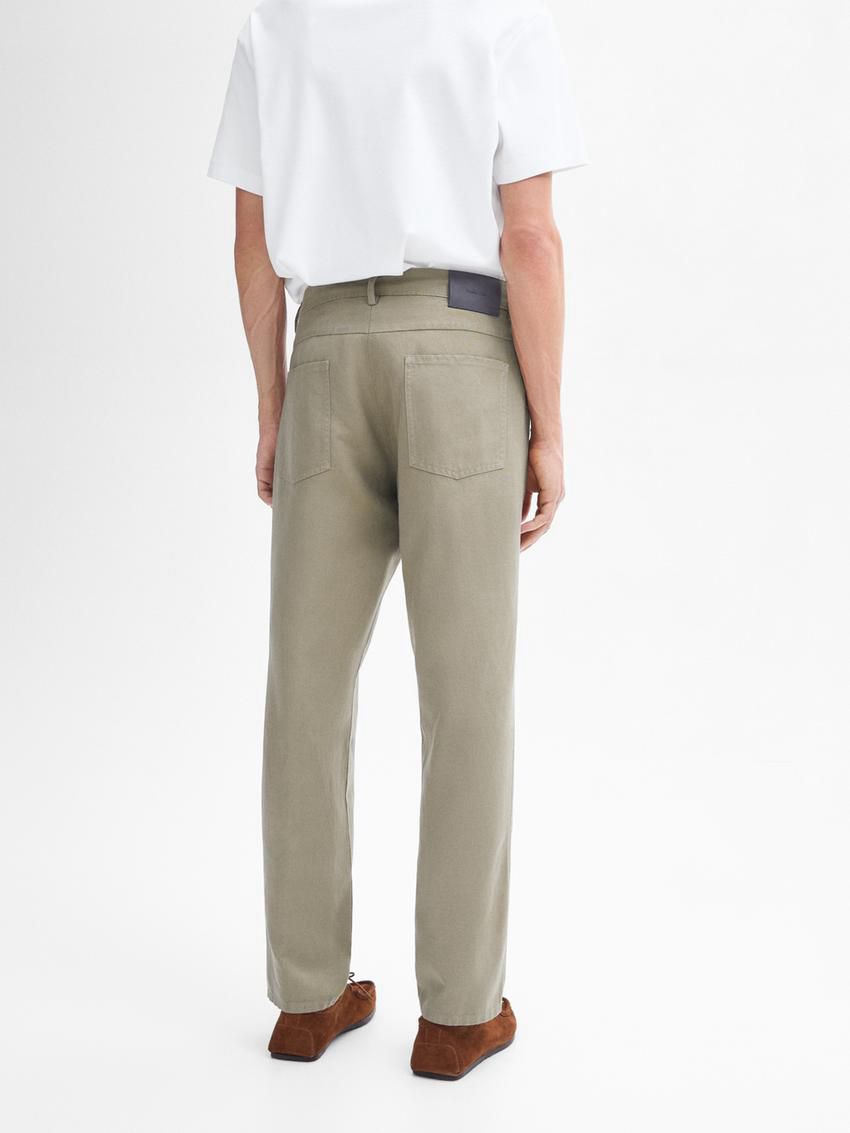 Massimo Dutti Tapered-fit Denim Men Trousers Light Khaki | US-YX4153672