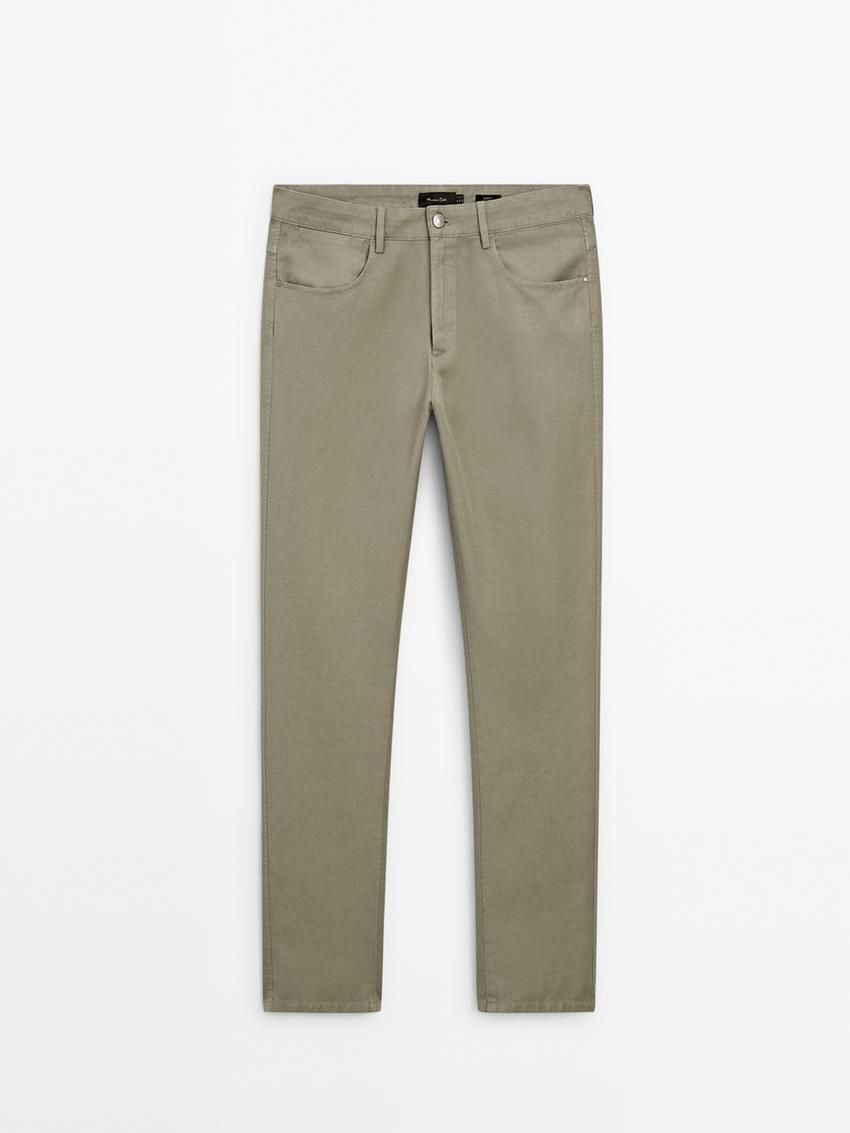 Massimo Dutti Tapered-fit Denim Men Trousers Light Khaki | US-YX4153672