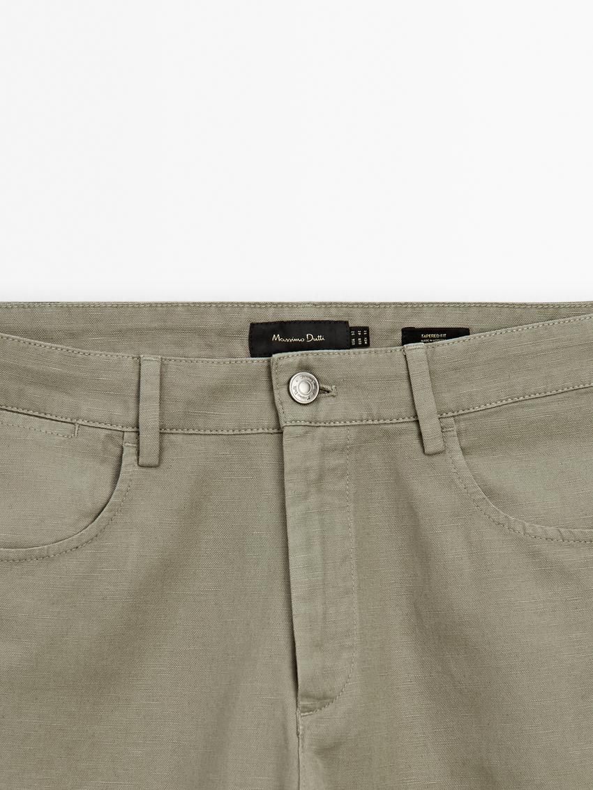 Massimo Dutti Tapered-fit Denim Men Trousers Light Khaki | US-YX4153672