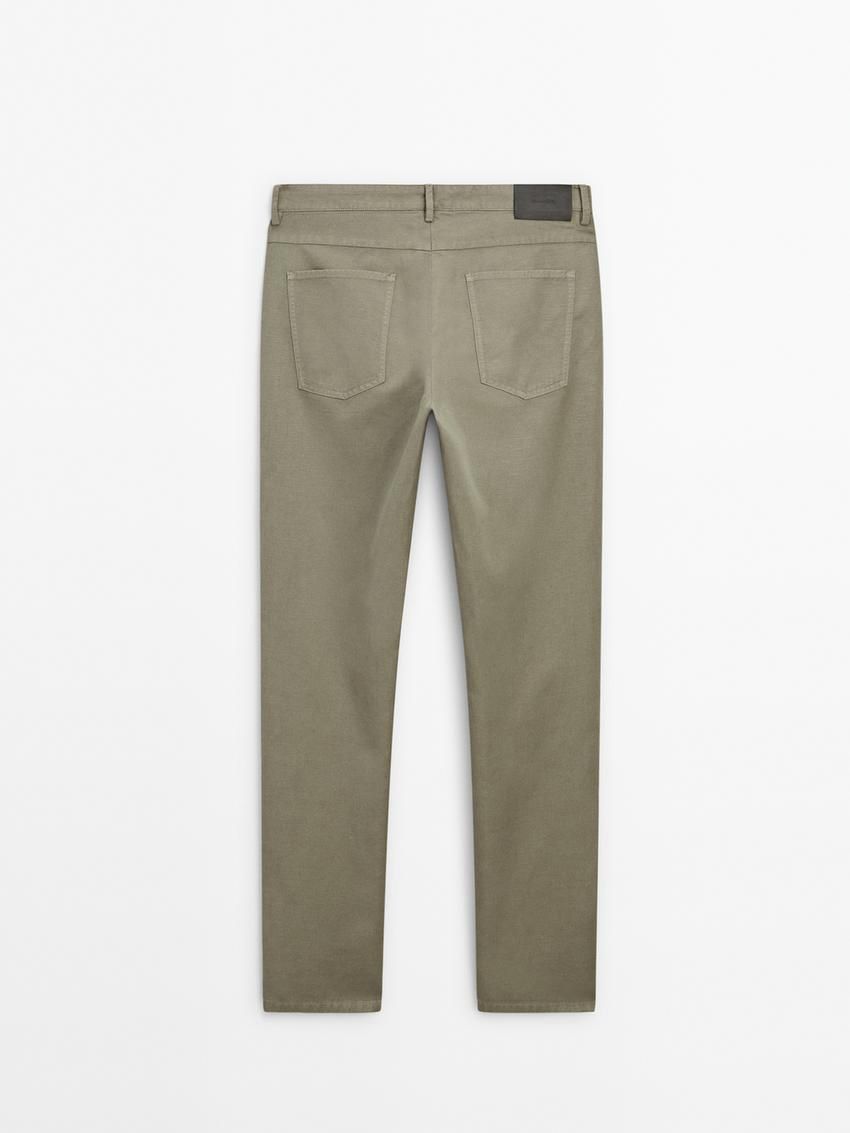 Massimo Dutti Tapered-fit Denim Men Trousers Light Khaki | US-YX4153672