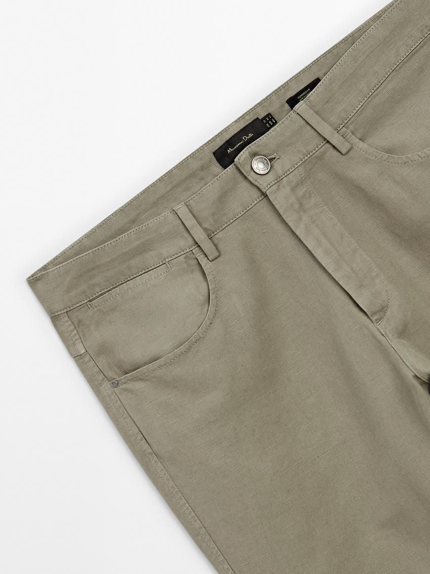Massimo Dutti Tapered-fit Denim Men Trousers Light Khaki | US-YX4153672