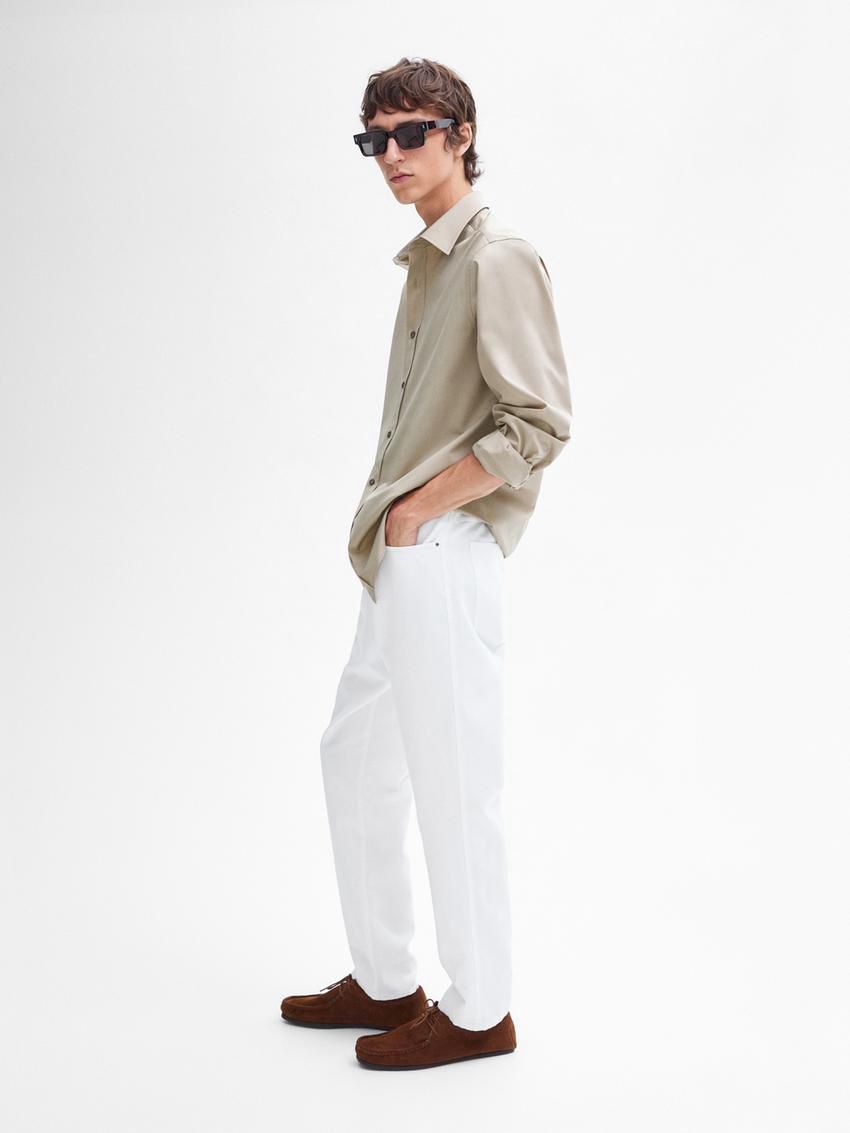 Massimo Dutti Tapered-fit Denim Men Trousers White | US-RG6078435