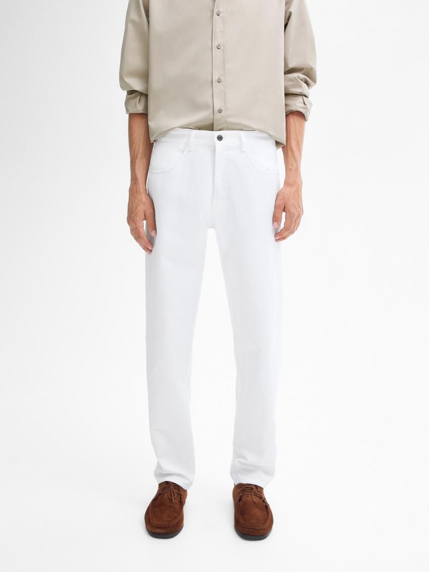 Massimo Dutti Tapered-fit Denim Men Trousers White | US-RG6078435