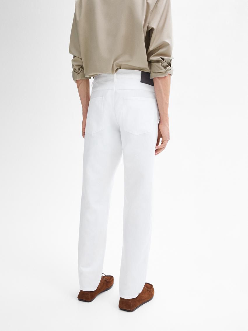 Massimo Dutti Tapered-fit Denim Men Trousers White | US-RG6078435