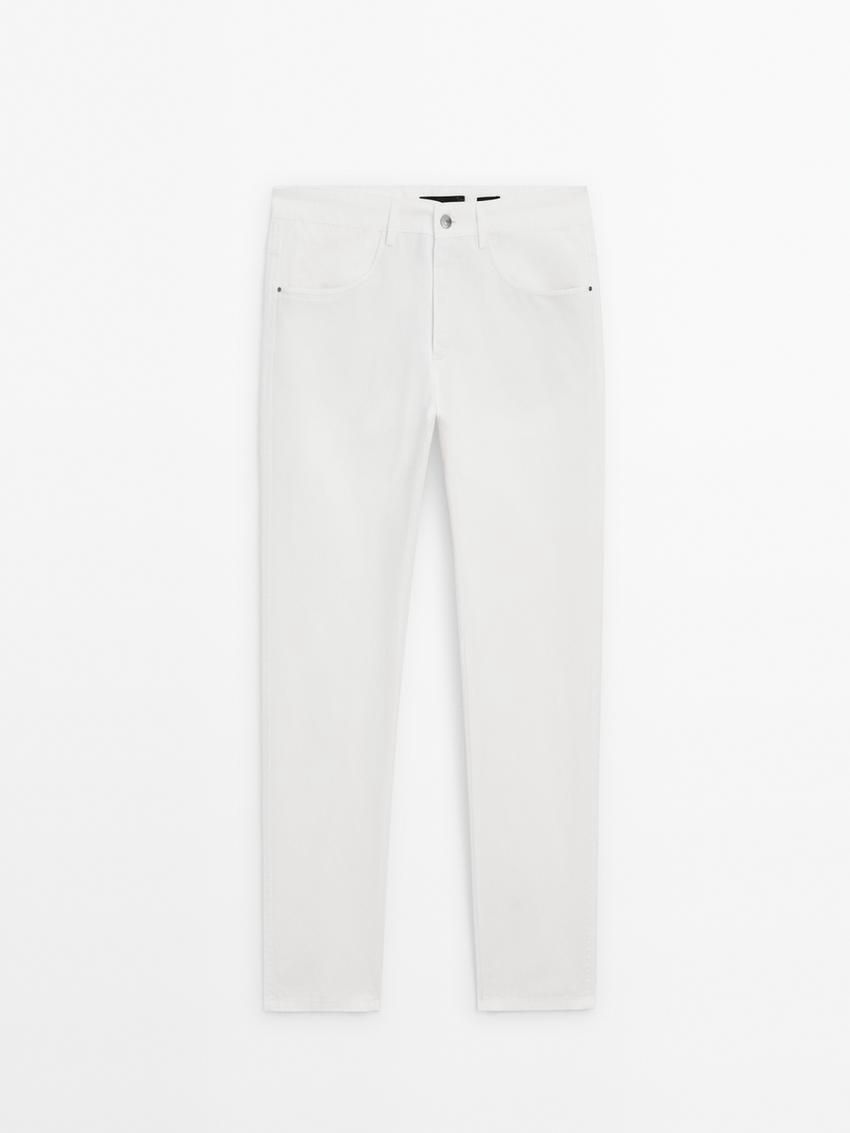 Massimo Dutti Tapered-fit Denim Men Trousers White | US-RG6078435