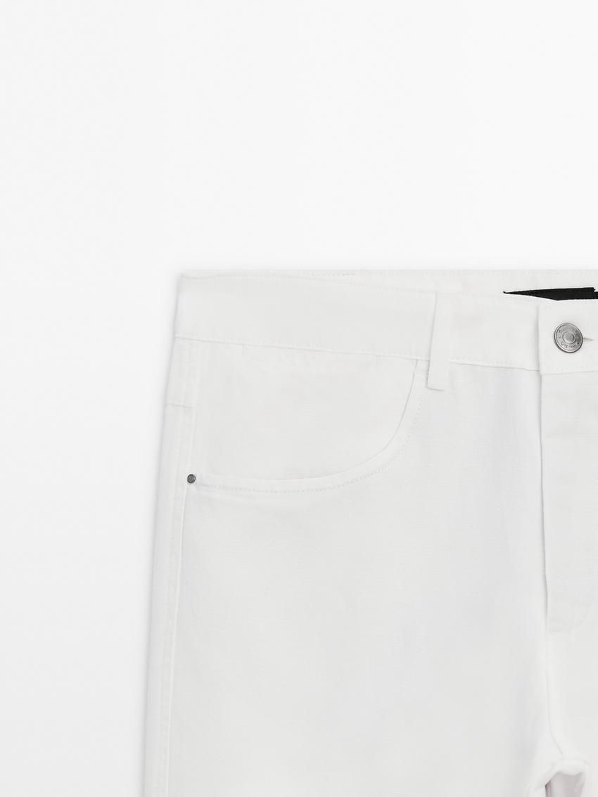 Massimo Dutti Tapered-fit Denim Men Trousers White | US-RG6078435
