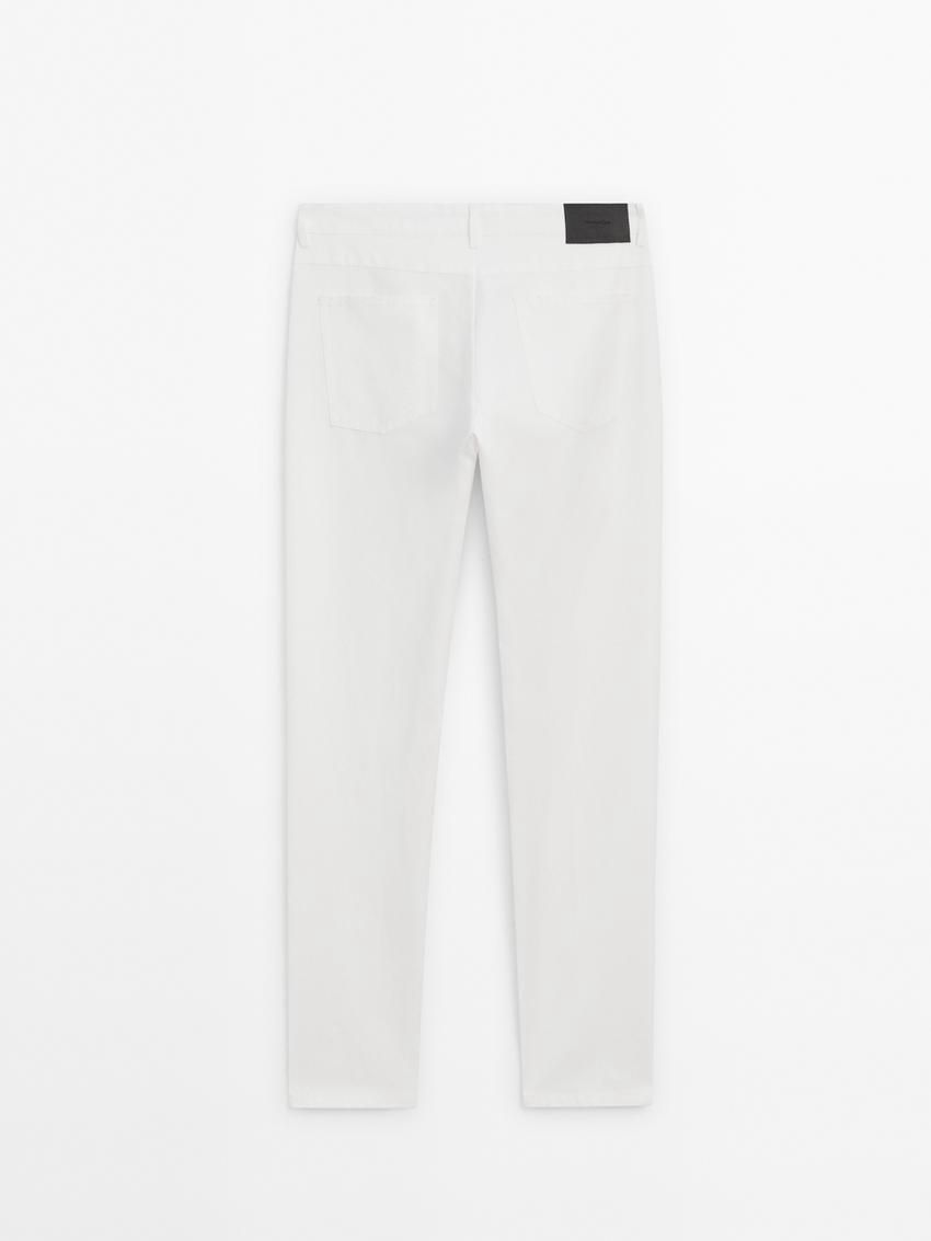 Massimo Dutti Tapered-fit Denim Men Trousers White | US-RG6078435
