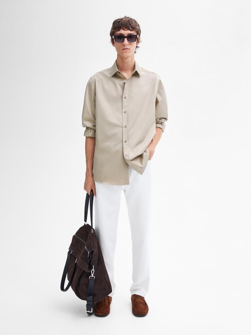 Massimo Dutti Tapered-fit Denim Men Trousers White | US-RG6078435
