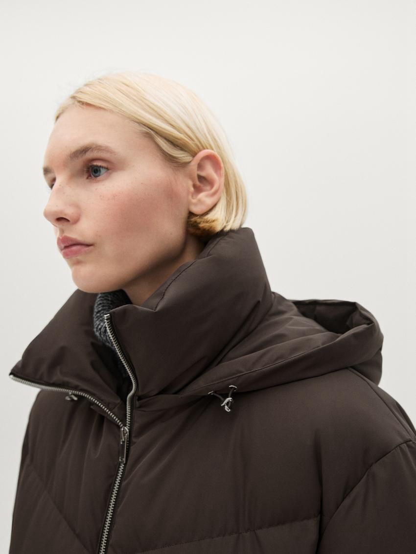 Massimo Dutti Technical Down Women Puffer Jacket Dark Brown | US-FD3190724