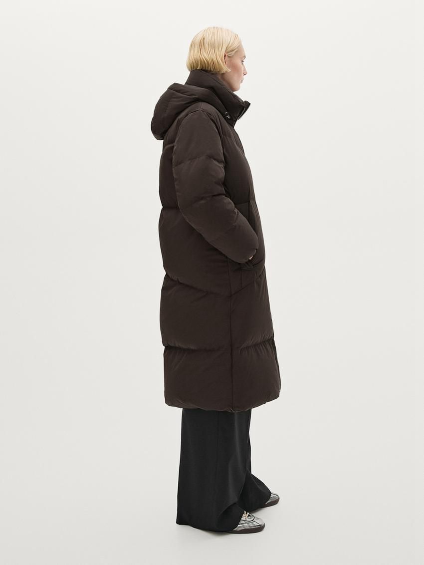 Massimo Dutti Technical Down Women Puffer Jacket Dark Brown | US-FD3190724