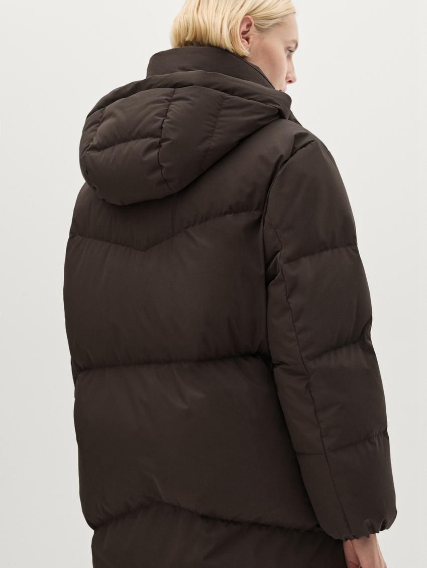 Massimo Dutti Technical Down Women Puffer Jacket Dark Brown | US-FD3190724