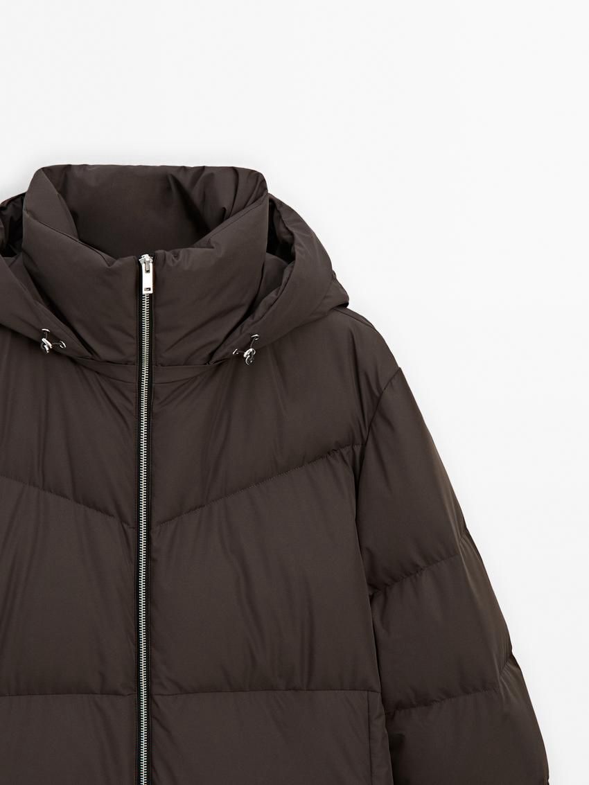 Massimo Dutti Technical Down Women Puffer Jacket Dark Brown | US-FD3190724