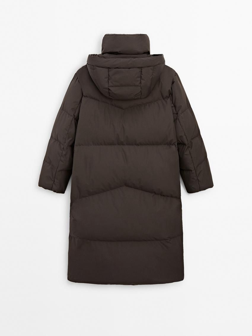 Massimo Dutti Technical Down Women Puffer Jacket Dark Brown | US-FD3190724