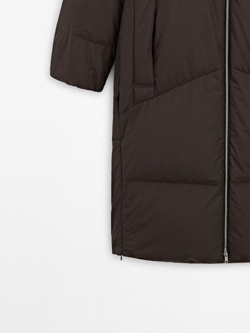 Massimo Dutti Technical Down Women Puffer Jacket Dark Brown | US-FD3190724