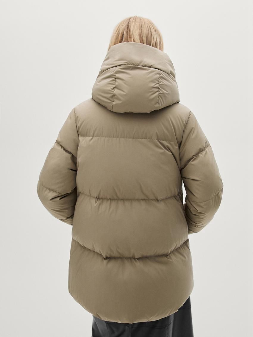 Massimo Dutti Technical Fabric Down Women Puffer Jacket Light Khaki | US-DL4695203