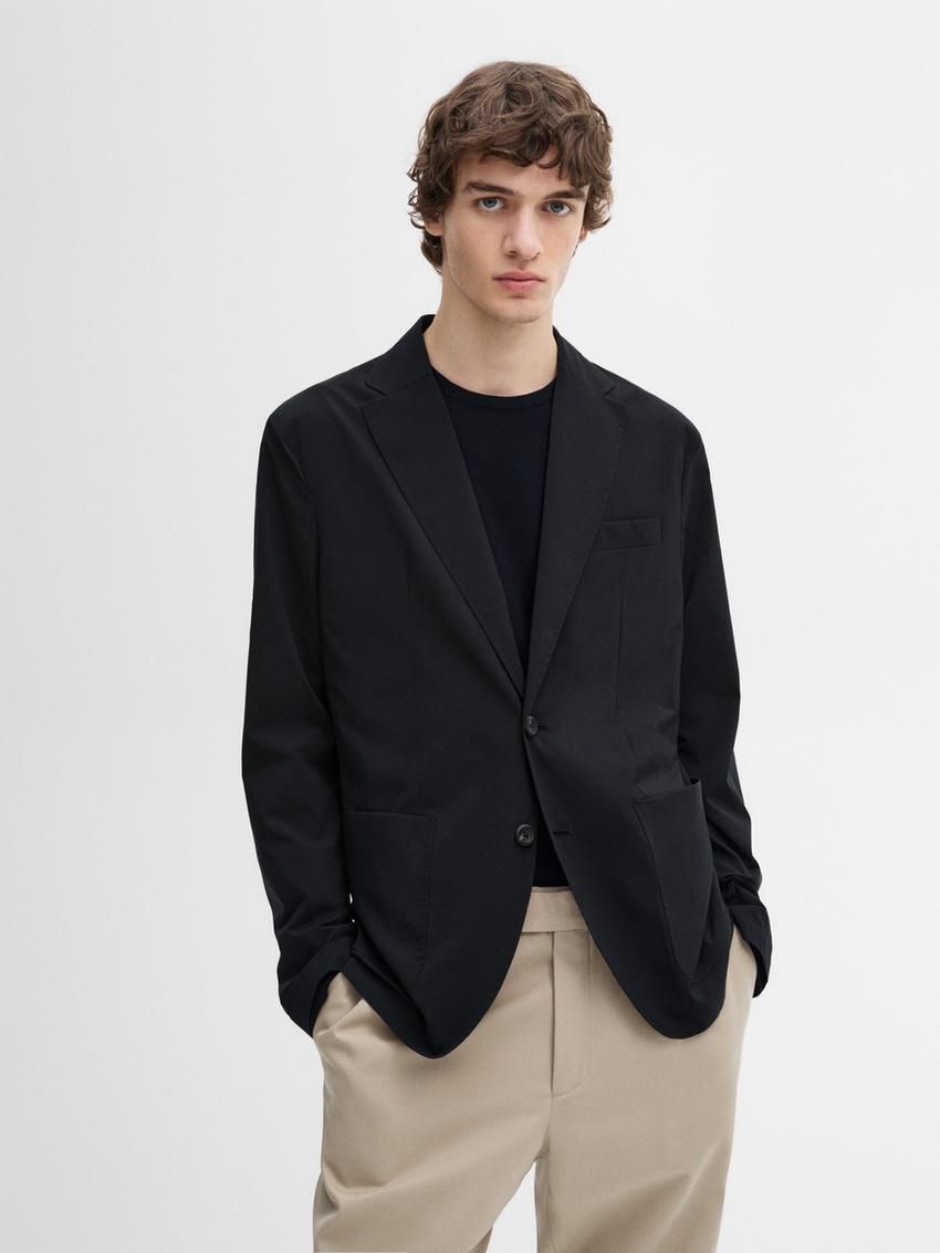 Massimo Dutti Technical Men Blazer Navy | US-MP3480975