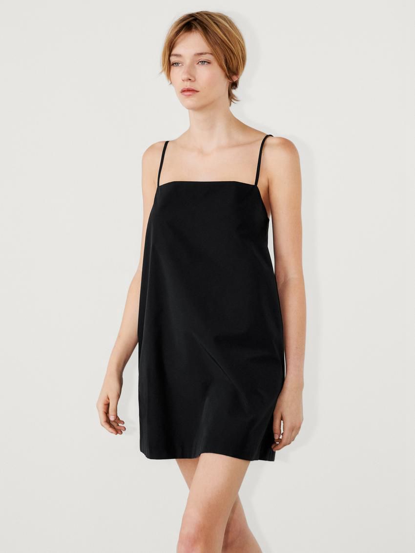 Massimo Dutti Technical Strappy Mini Women Dress Black | US-RT7801524