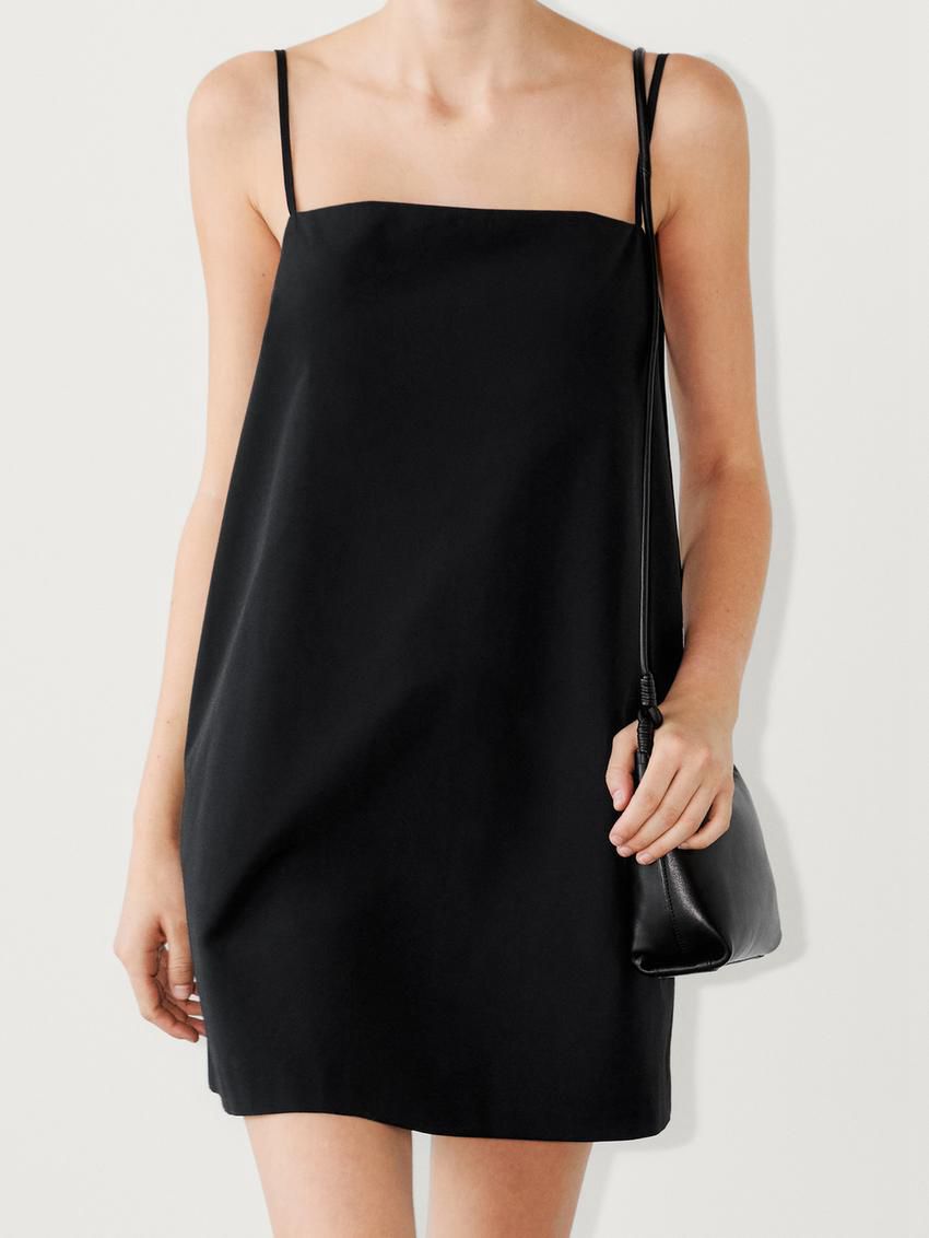 Massimo Dutti Technical Strappy Mini Women Dress Black | US-RT7801524