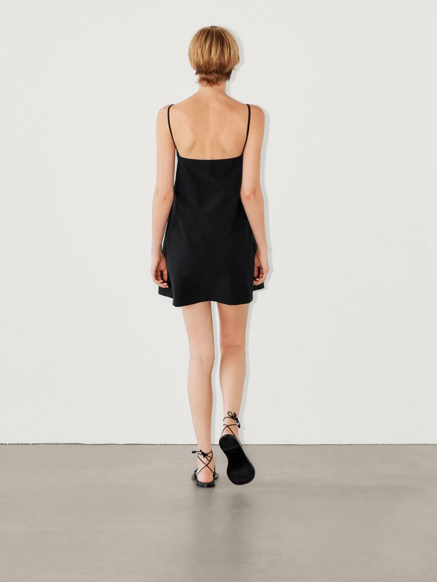 Massimo Dutti Technical Strappy Mini Women Dress Black | US-RT7801524