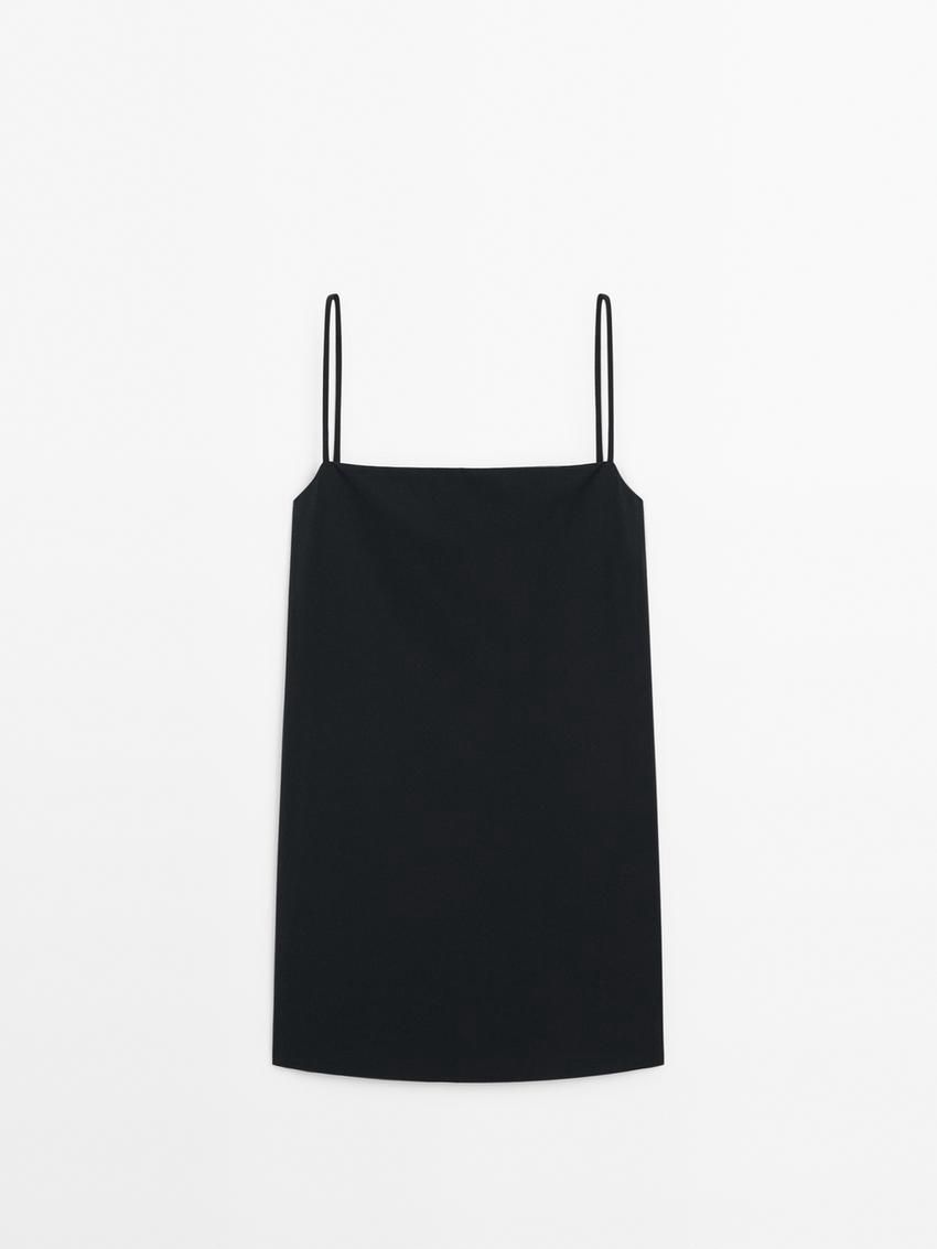 Massimo Dutti Technical Strappy Mini Women Dress Black | US-RT7801524