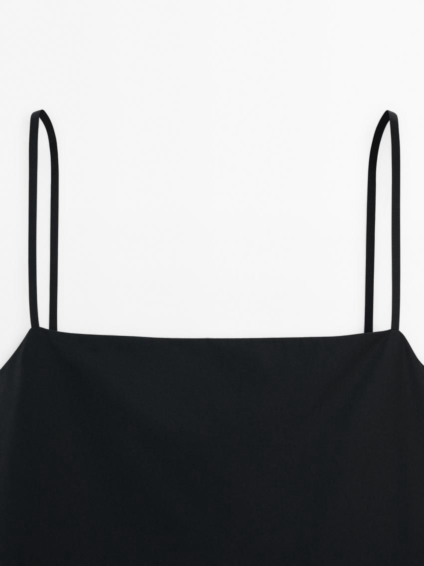 Massimo Dutti Technical Strappy Mini Women Dress Black | US-RT7801524