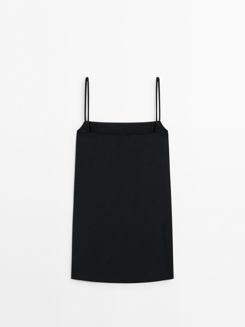 Massimo Dutti Technical Strappy Mini Women Dress Black | US-RT7801524
