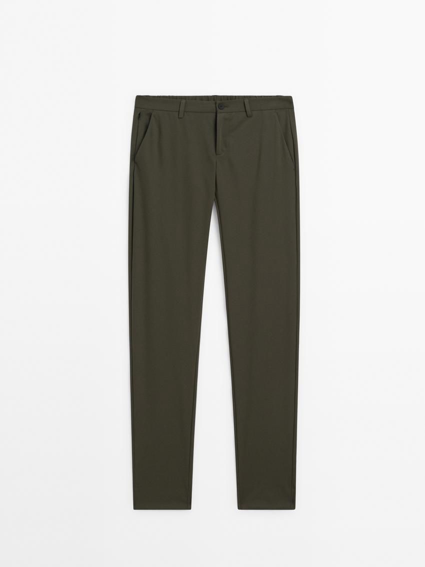 Massimo Dutti Technical With Waistband Detail Men Trousers Khaki | US-JX9573086