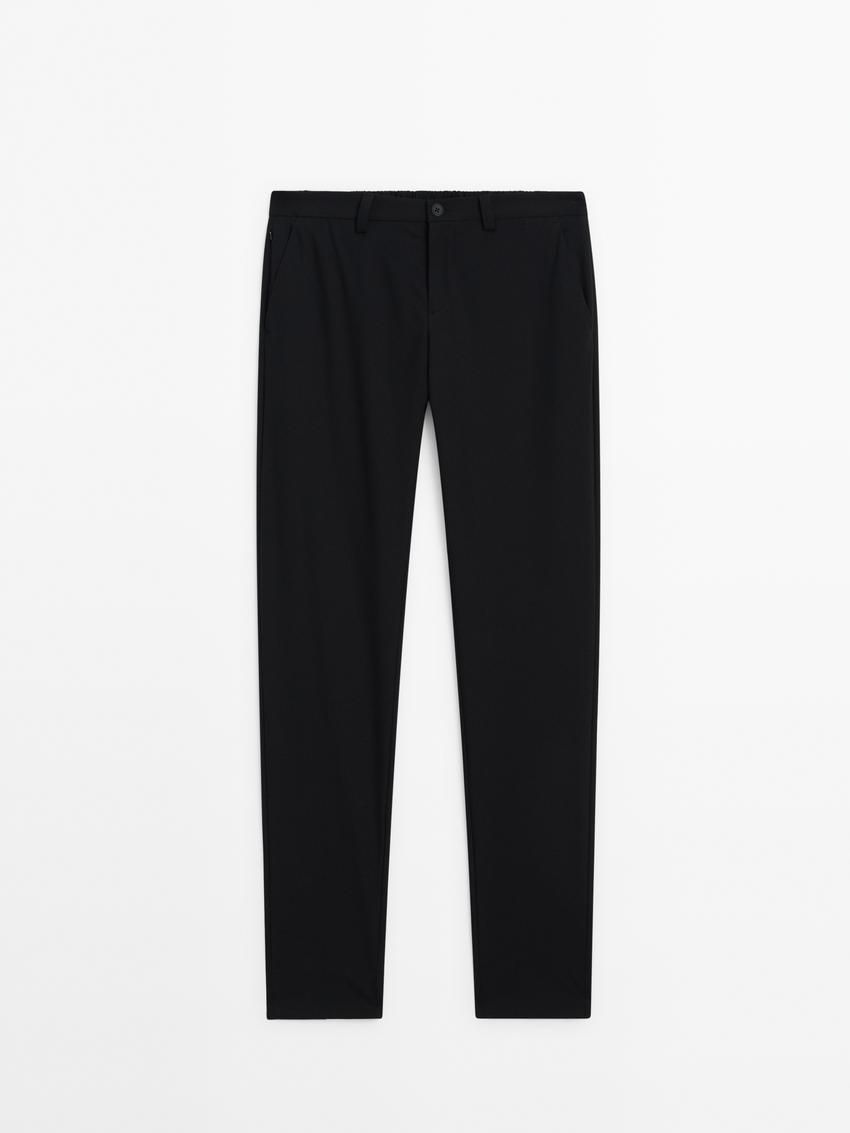 Massimo Dutti Technical With Waistband Detail Men Trousers Black | US-BL3657914
