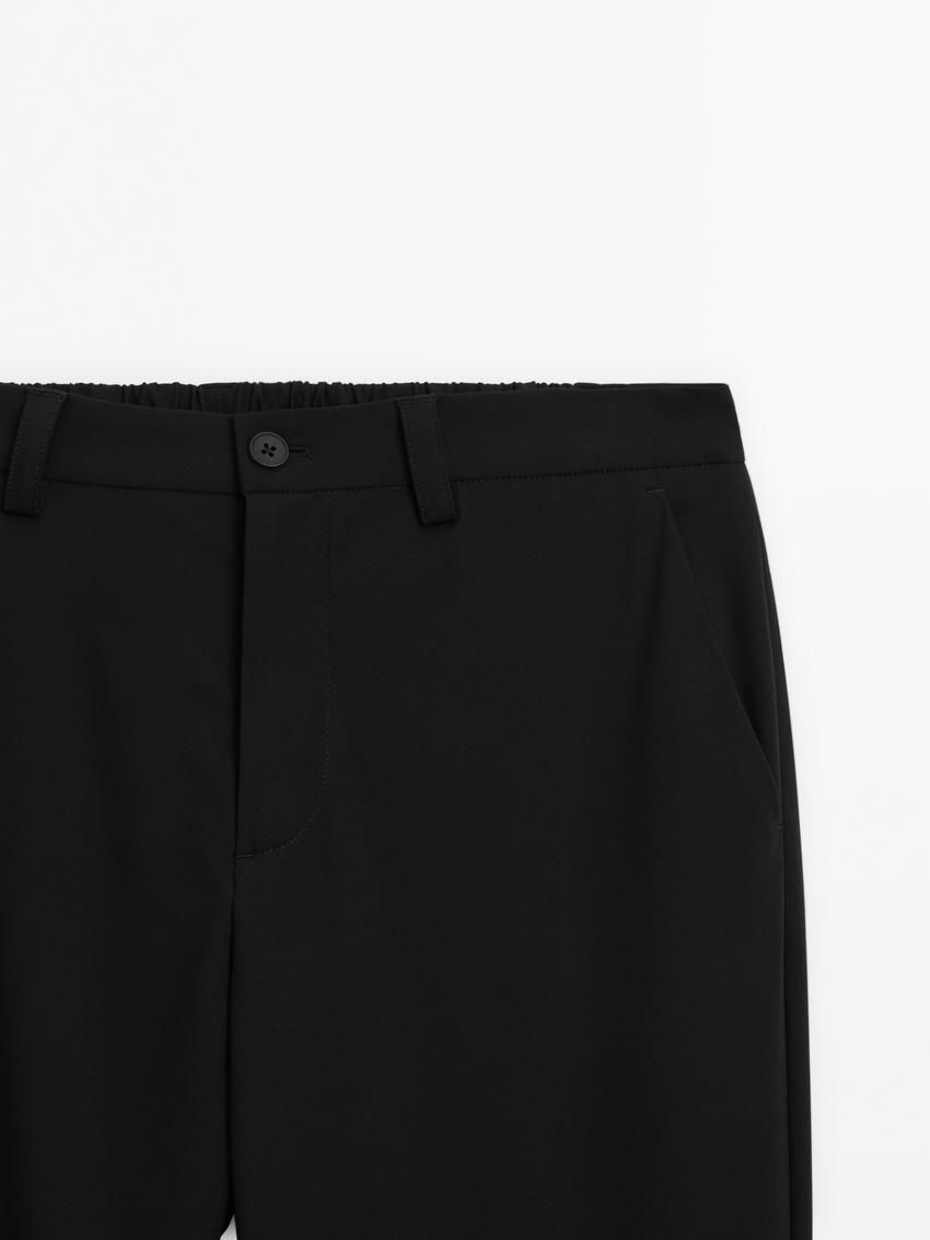 Massimo Dutti Technical With Waistband Detail Men Trousers Black | US-BL3657914