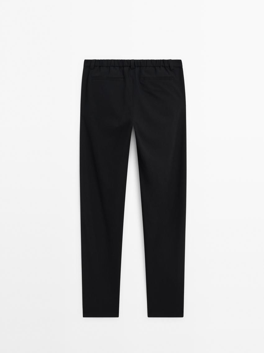 Massimo Dutti Technical With Waistband Detail Men Trousers Black | US-BL3657914