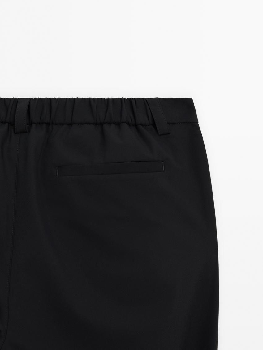 Massimo Dutti Technical With Waistband Detail Men Trousers Black | US-BL3657914