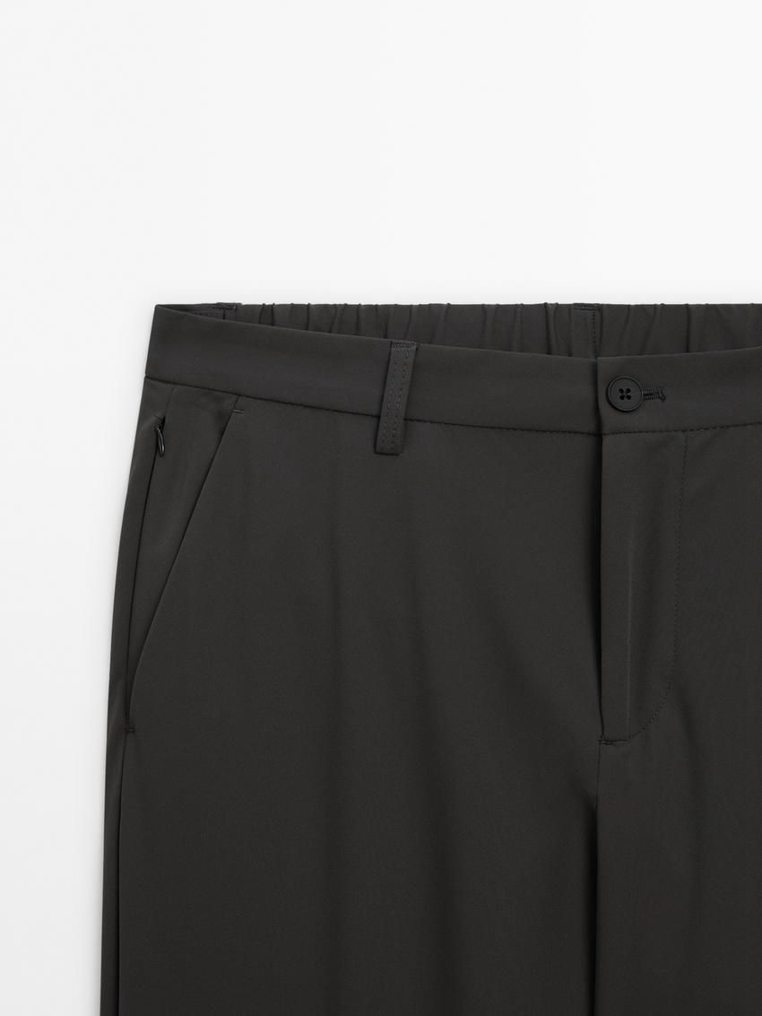 Massimo Dutti Technical With Waistband Detail Men Trousers Dark Grey | US-SU9358071
