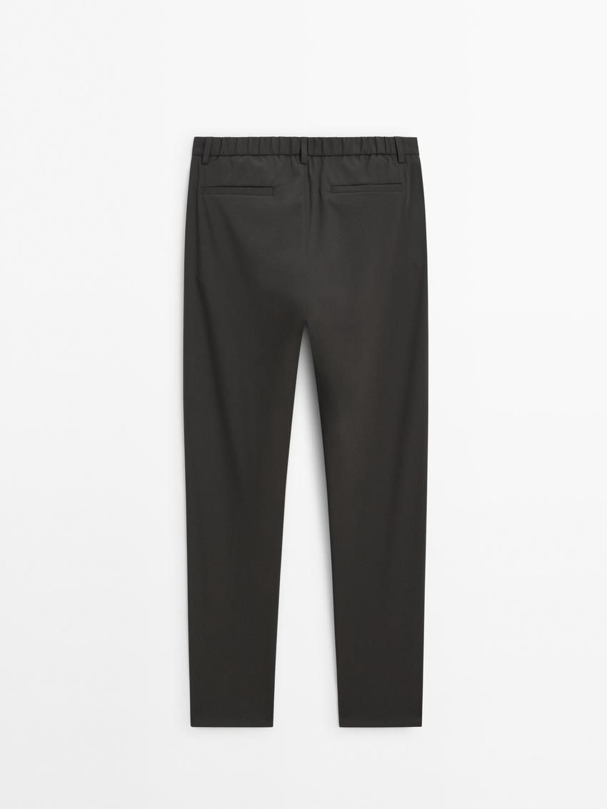 Massimo Dutti Technical With Waistband Detail Men Trousers Dark Grey | US-SU9358071