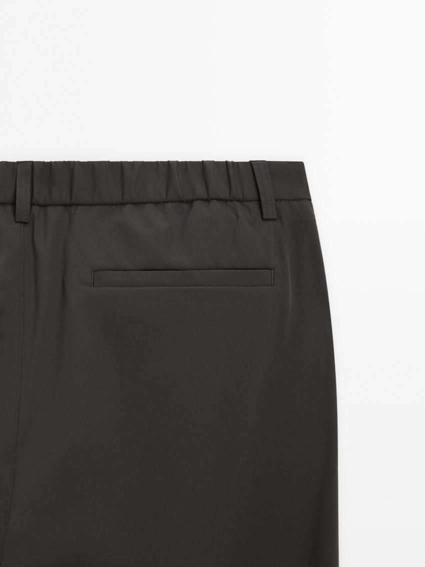 Massimo Dutti Technical With Waistband Detail Men Trousers Dark Grey | US-SU9358071