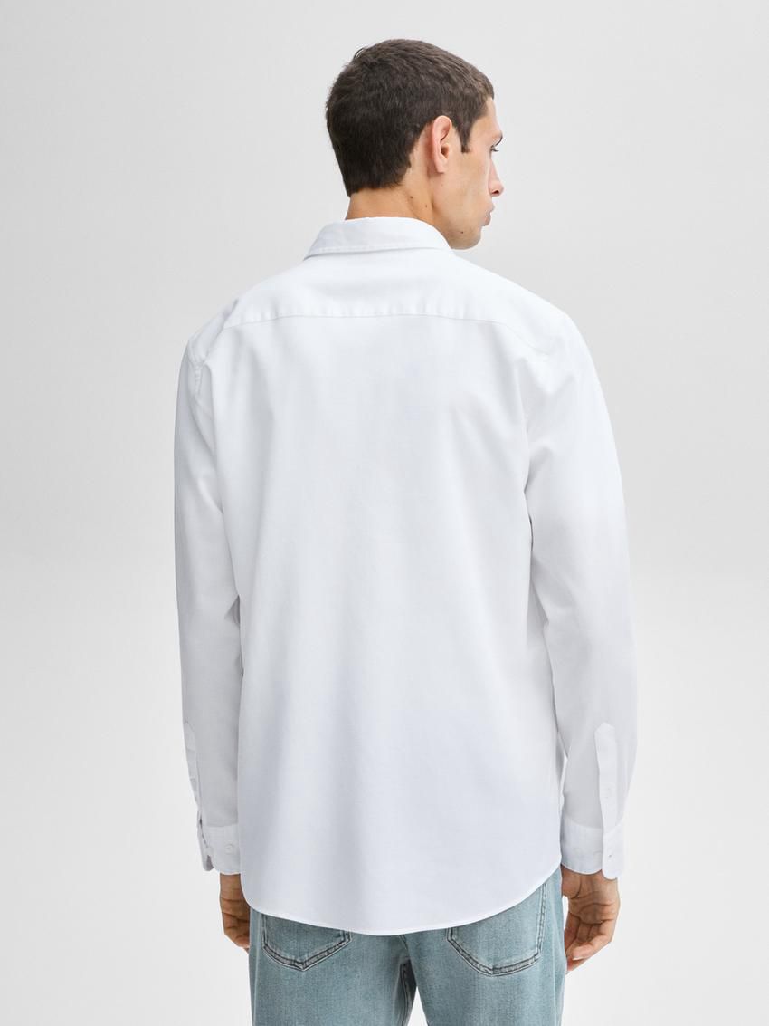 Massimo Dutti Textured Cotton Men Shirts White | US-LK0195462