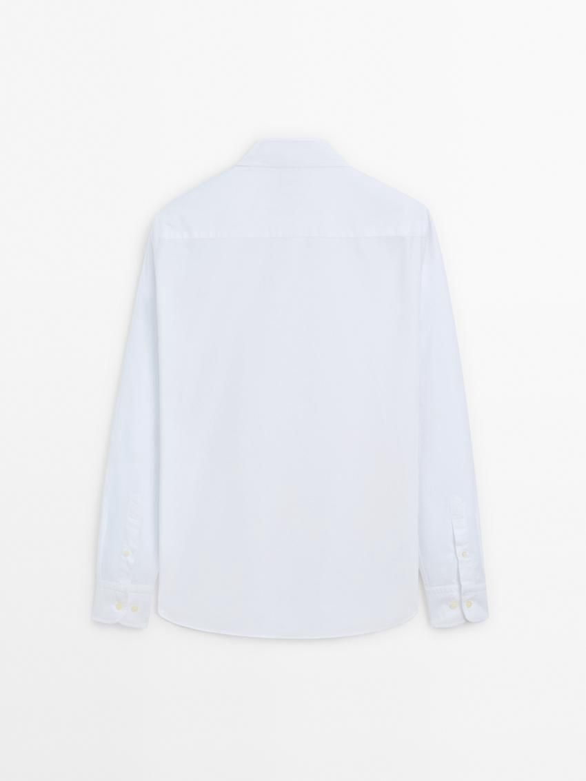 Massimo Dutti Textured Cotton Men Shirts White | US-SM7394185