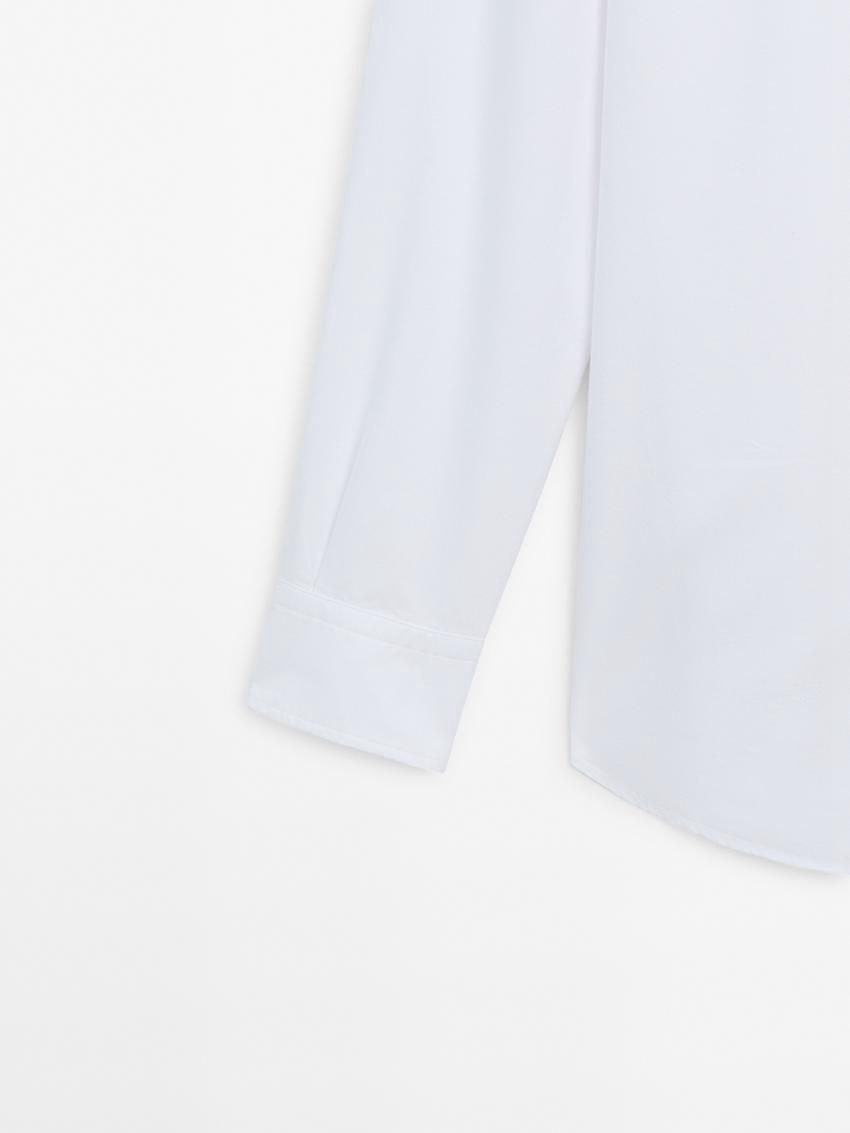 Massimo Dutti Textured Cotton Men Shirts White | US-SM7394185