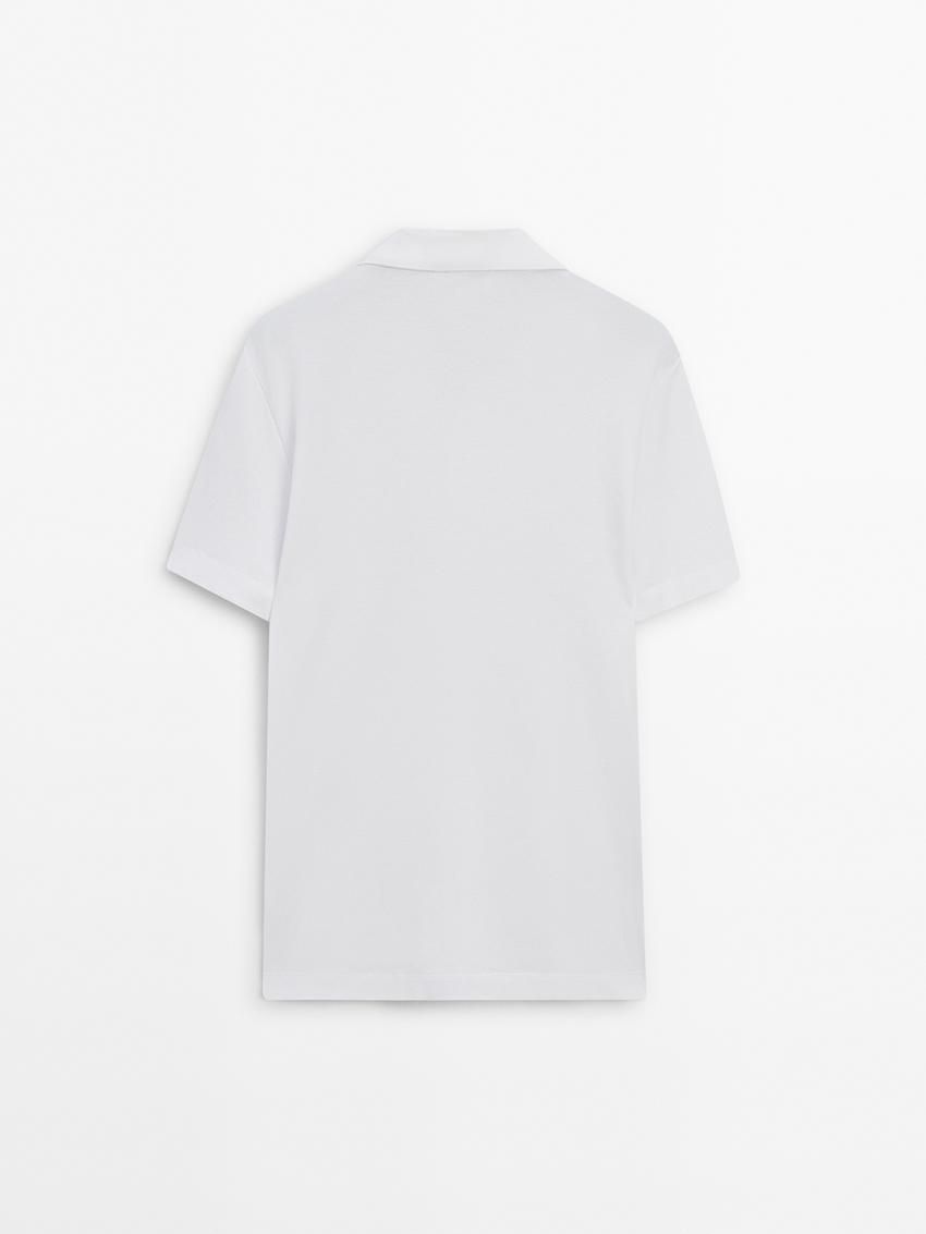 Massimo Dutti Textured Cotton With Pocket Detail Men Polo Shirt White | US-ZO2054197