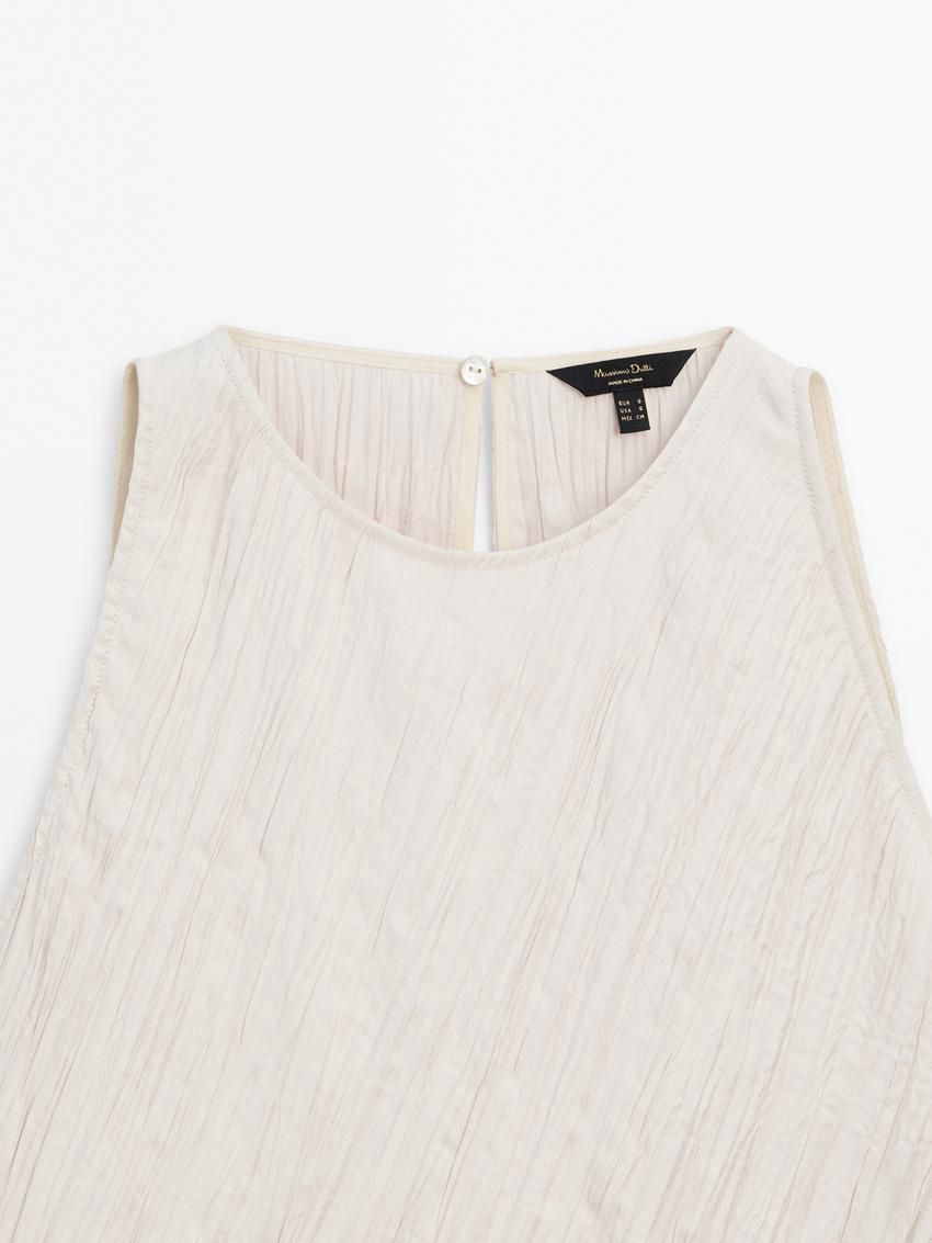 Massimo Dutti Textured With Asymmetric Hem Women Top Beige | US-JP7819360