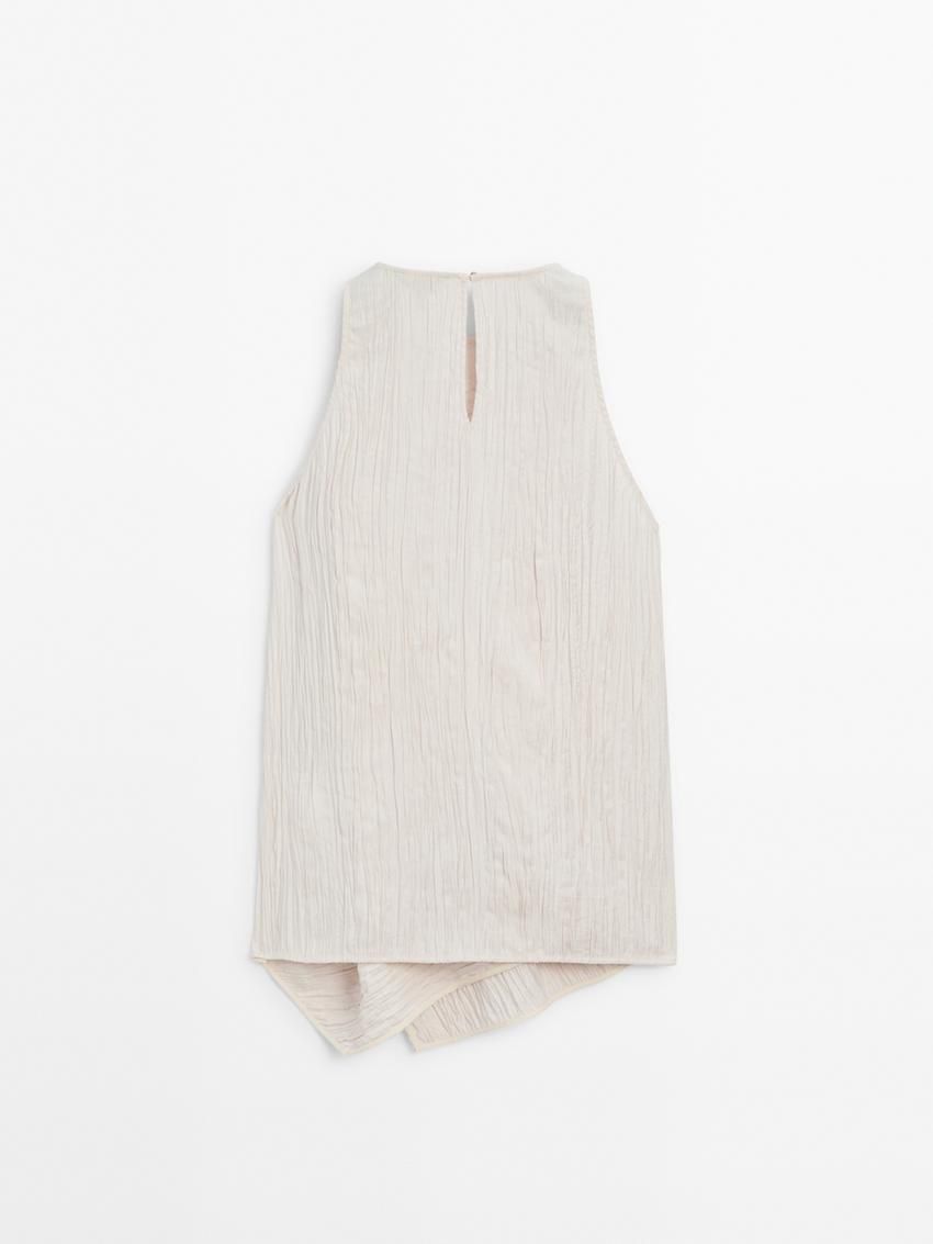 Massimo Dutti Textured With Asymmetric Hem Women Top Beige | US-JP7819360