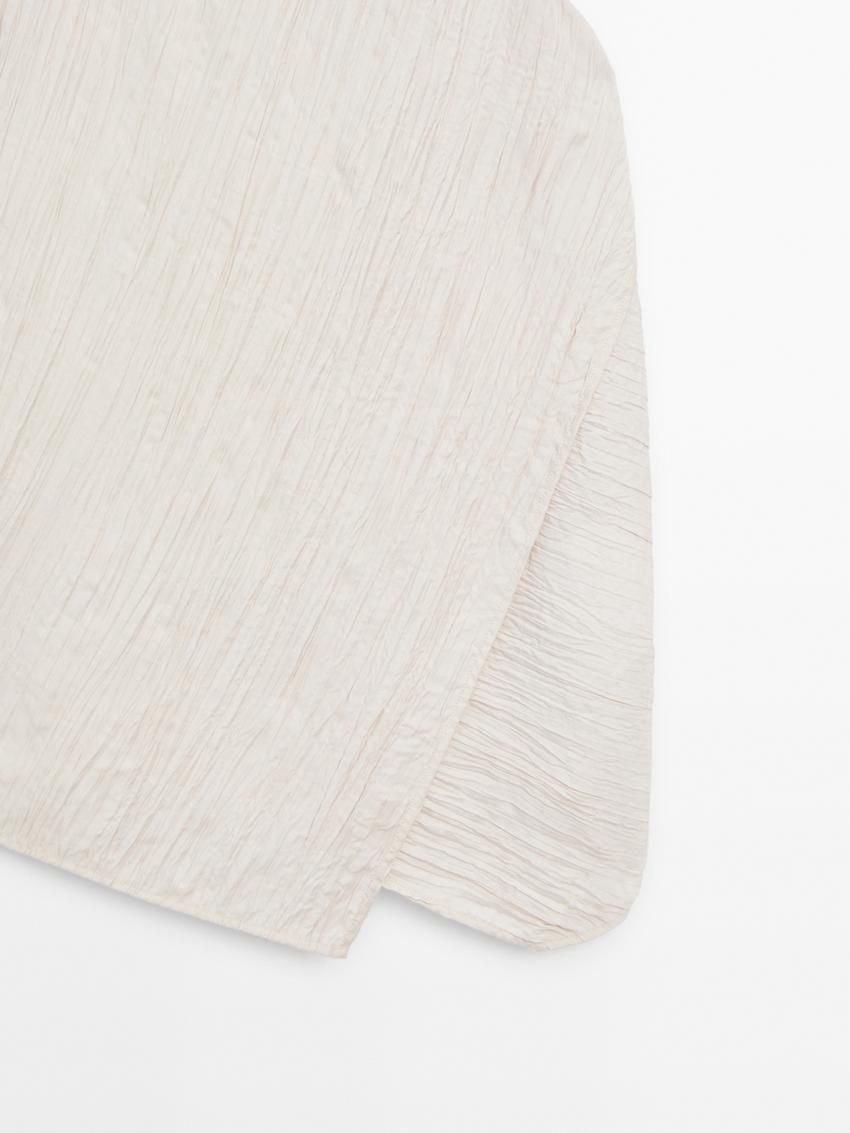 Massimo Dutti Textured With Asymmetric Hem Women Top Beige | US-JP7819360