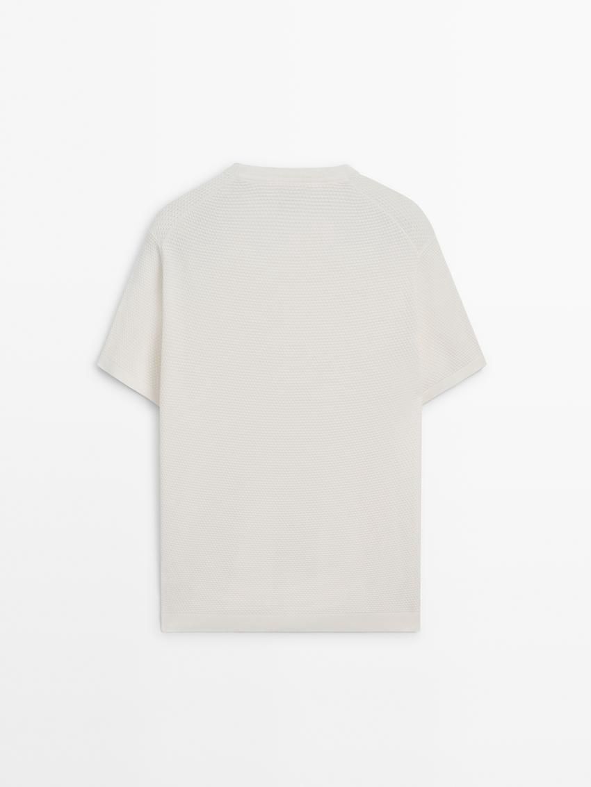 Massimo Dutti Thick-textured Made Of Cotton Men T-Shirt Cream | US-QW3784520