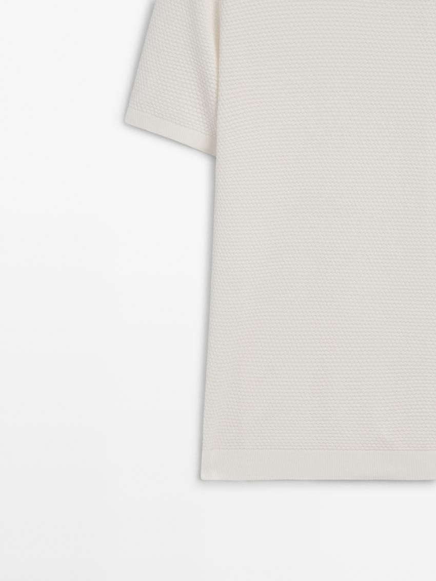 Massimo Dutti Thick-textured Made Of Cotton Men T-Shirt Cream | US-QW3784520