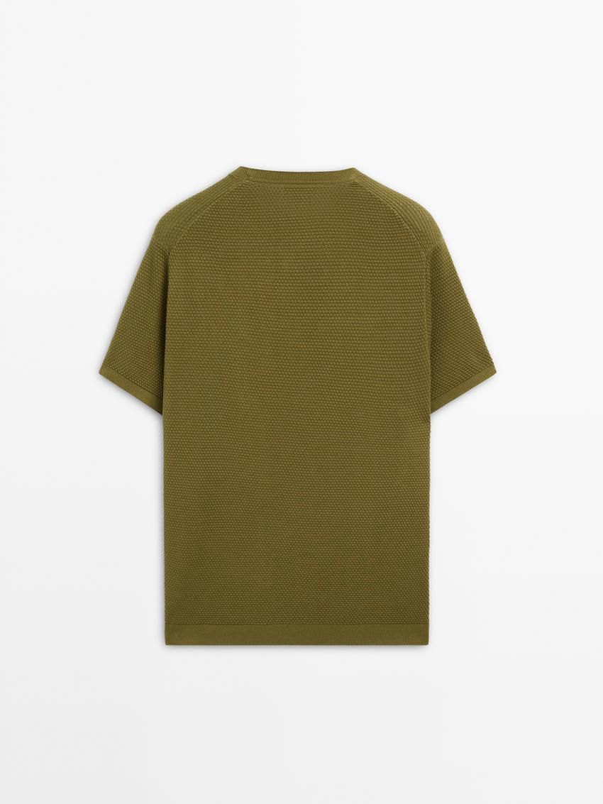 Massimo Dutti Thick-textured Made Of Cotton Men T-Shirt Green | US-XD2150649