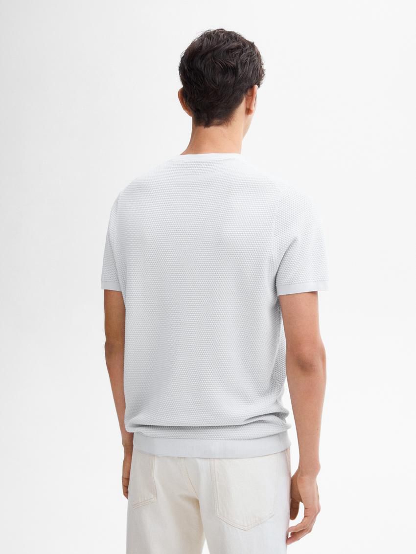 Massimo Dutti Thick-textured Made Of Cotton Men T-Shirt Light Grey | US-FG8217609
