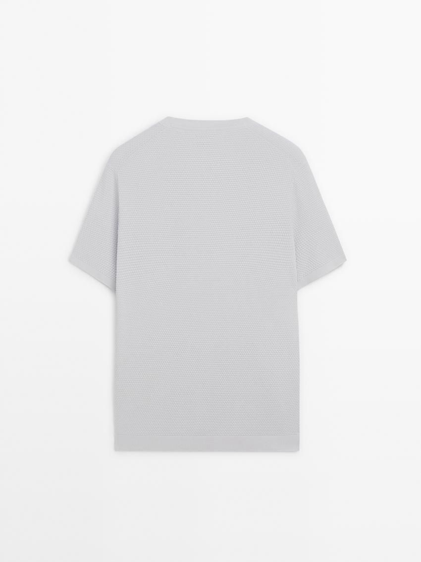 Massimo Dutti Thick-textured Made Of Cotton Men T-Shirt Light Grey | US-FG8217609