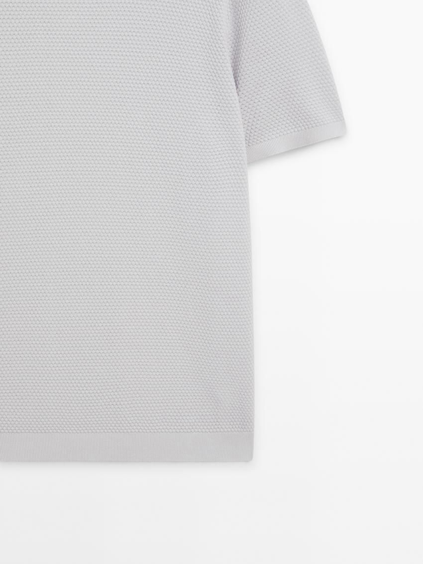 Massimo Dutti Thick-textured Made Of Cotton Men T-Shirt Light Grey | US-FG8217609